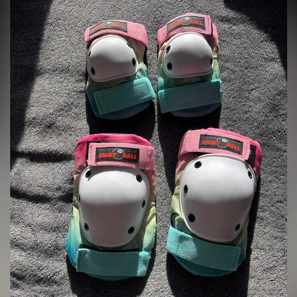 Kids Rainbow Knee and Elbow Pads - Pink & Teal